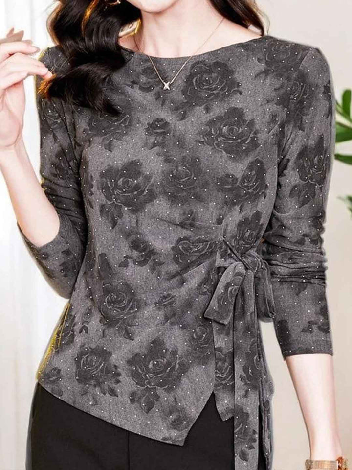 Sophia Daily Off-The-Shoulder Mesh Rhinestone Lace Top