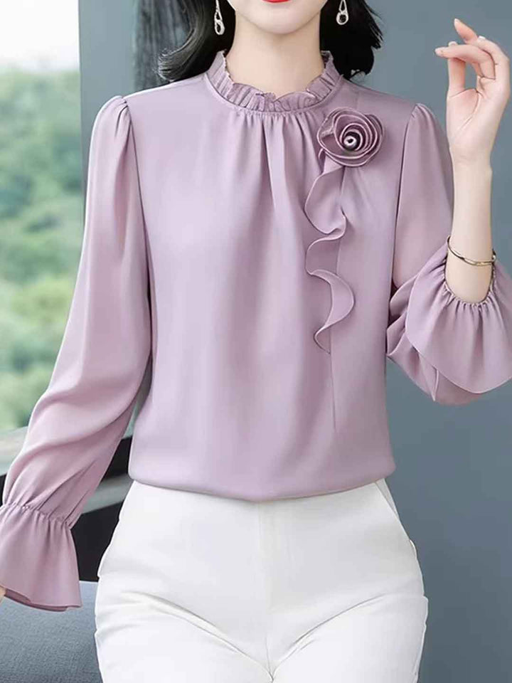 Kaylee Elegant Auricular Flare Sleeve Flower Top