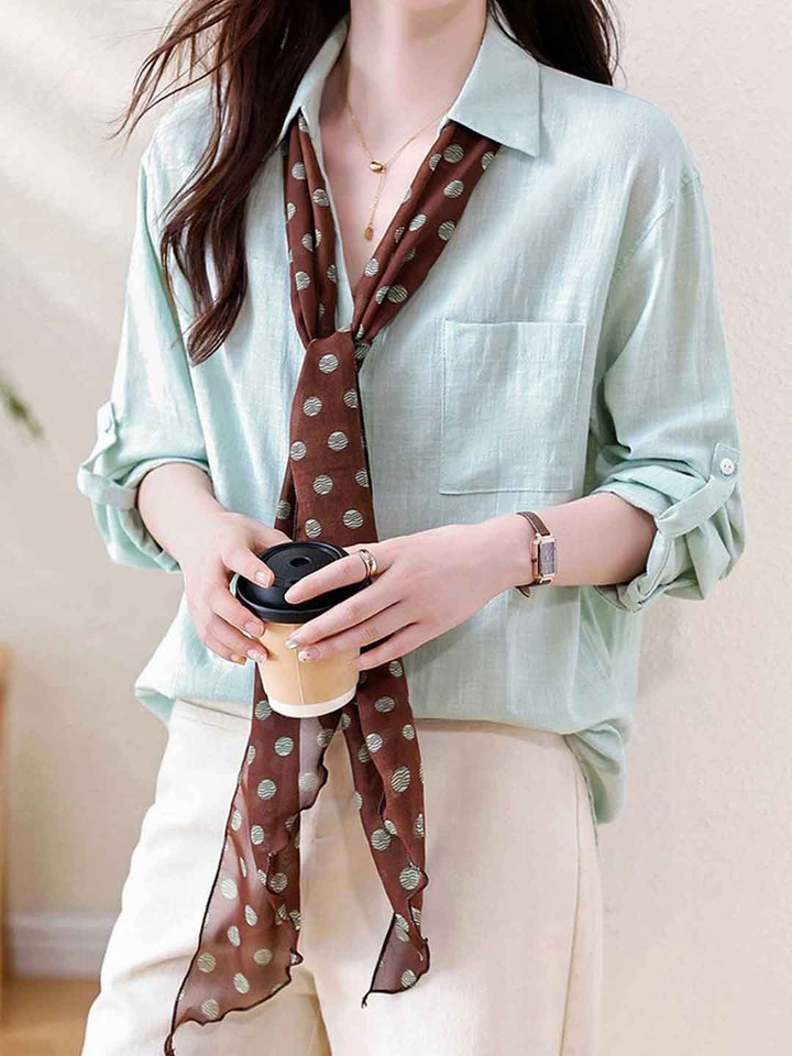 Abigail Loose Polo Collar Tie Shirt