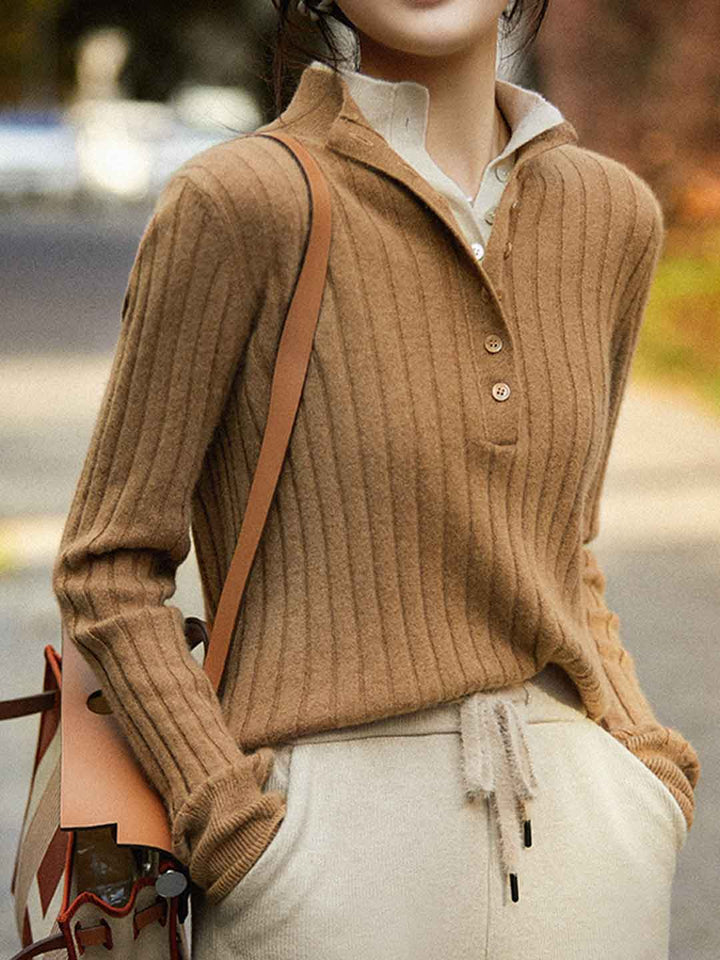Jocelyn Classic Lapel Two-Breasted Knitted Sweater