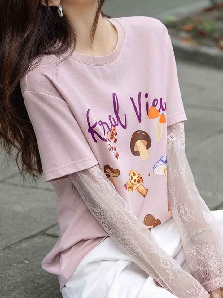 Lillian Daily Crew Neck Patchwork Printed Top