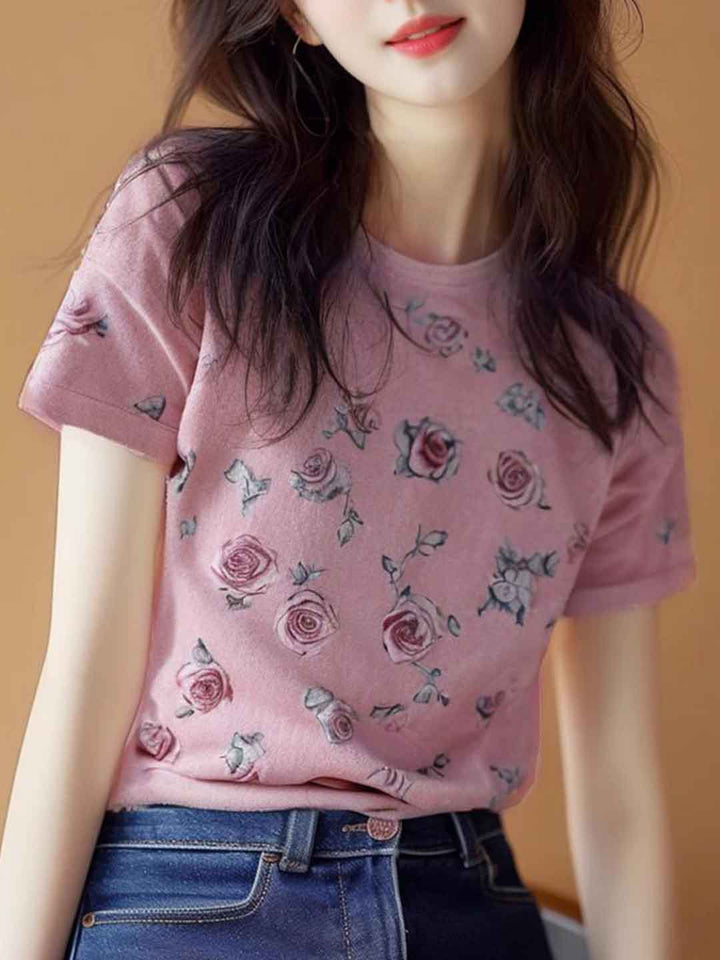 Chloe Chic Crew Neck Printed Top