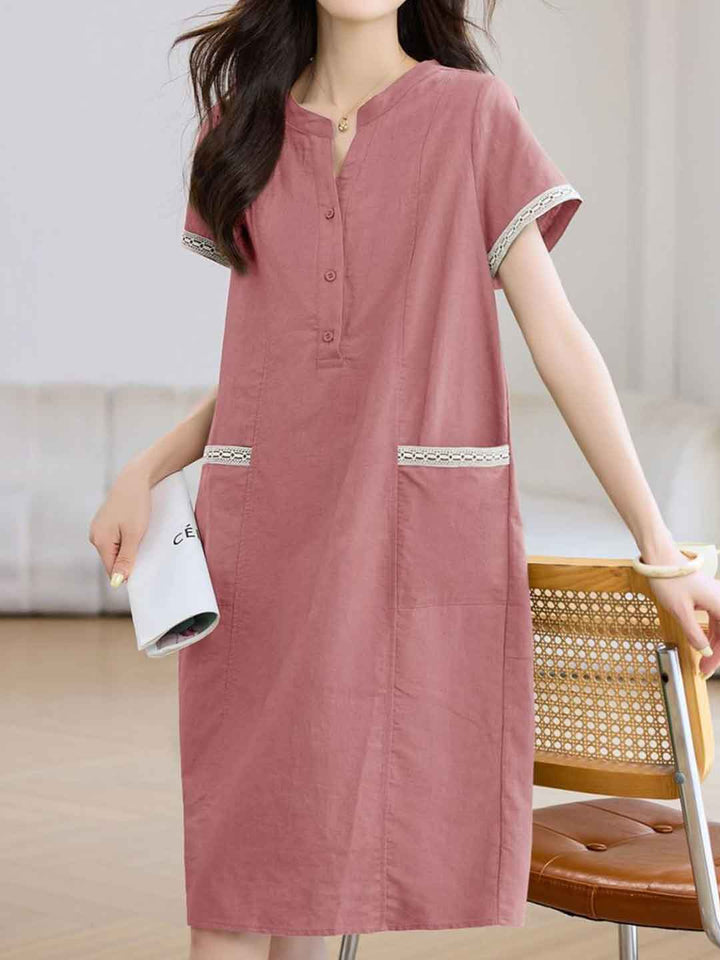 Grace Loose V-Neck Patchwork Dress