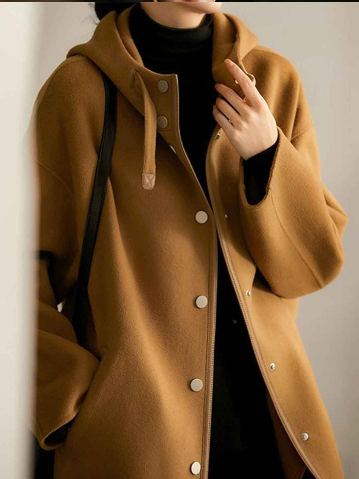 Grace Casual Hooded Solid Color Trench Coat