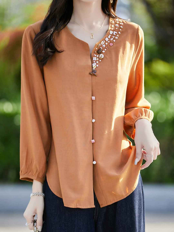 Zoey Loose V-Neck Solid Color Shell Button Cardigan