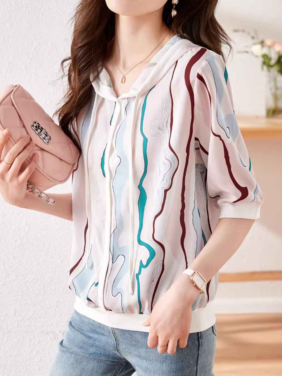 Victoria Loose Hooded Printed Top