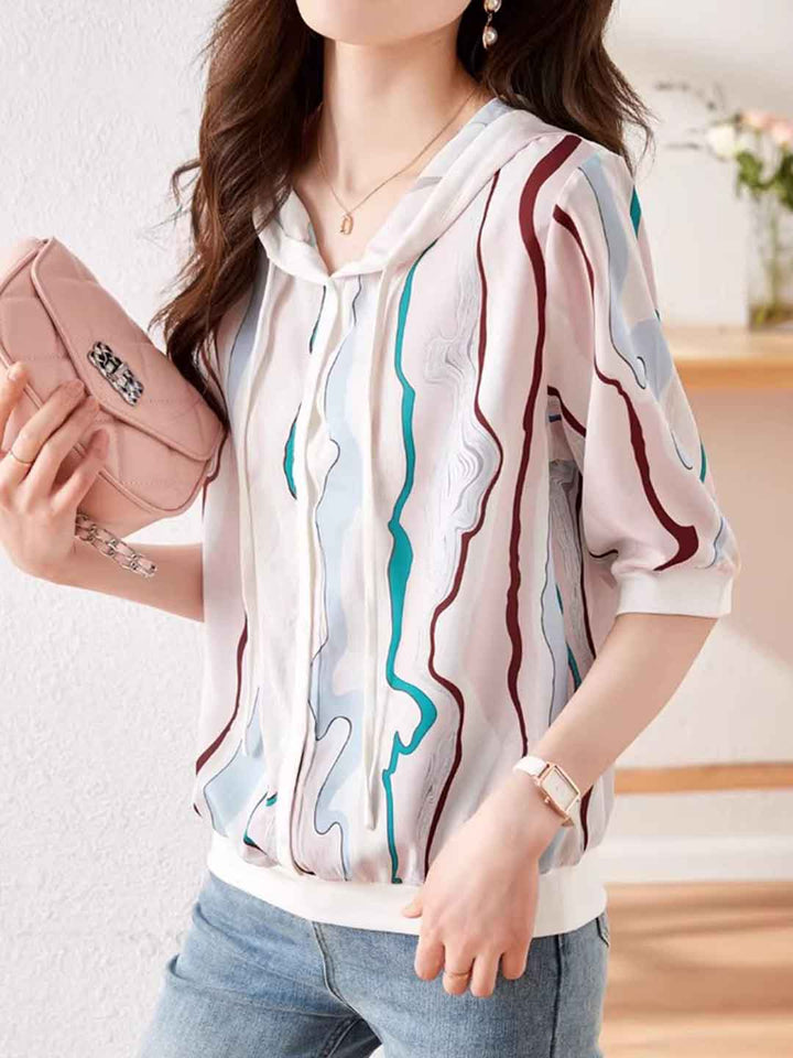 Victoria Loose Hooded Printed Top