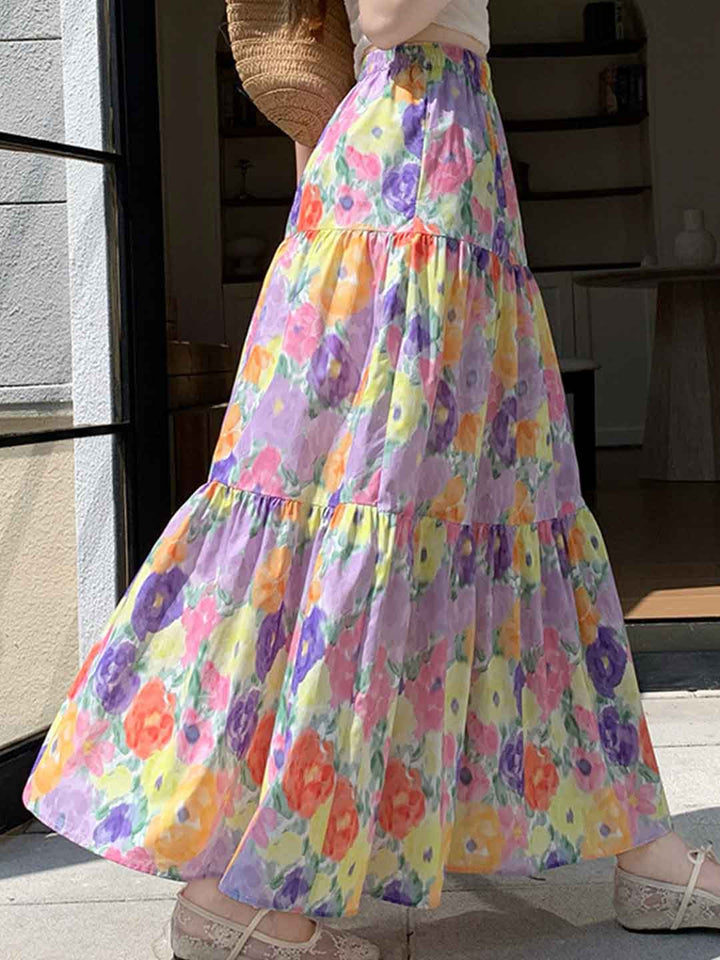 Lily Retro Painting Printed A-line Skirt