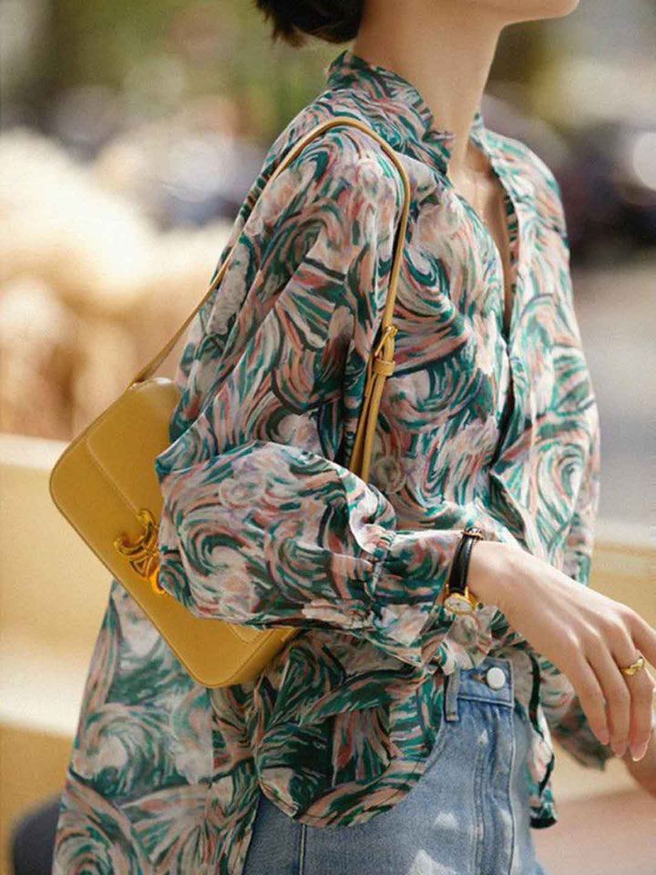 Layla Retro V-Neck Printed Top