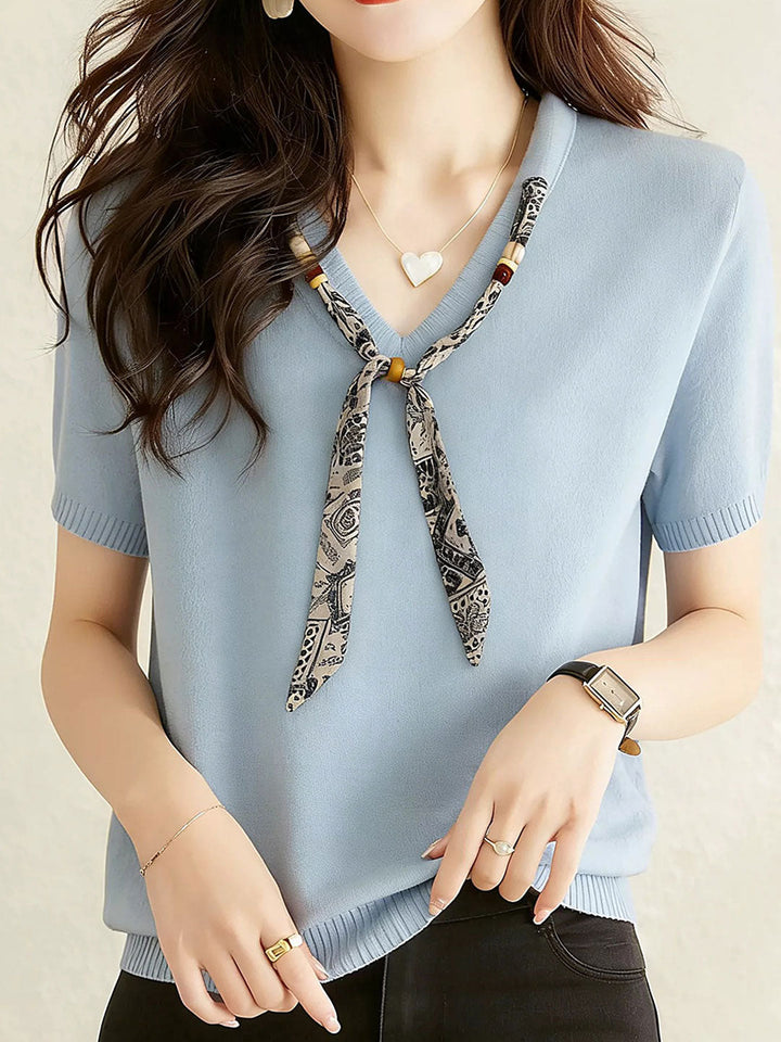 Morgan Daily V-Neck Scarf Knitted Top