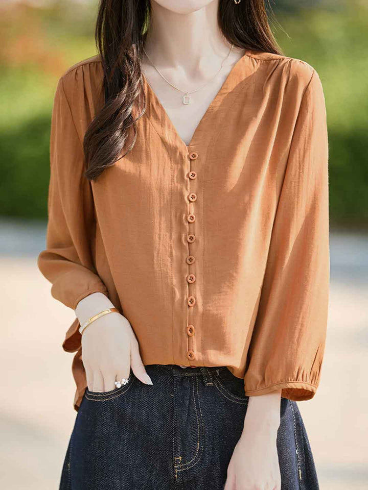 Bailey Classic V-Neck Solid Color Chiffon Shirt