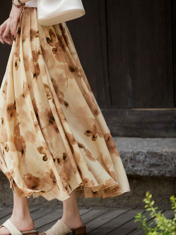 Madeline Casual High-Waisted Printed Skirt