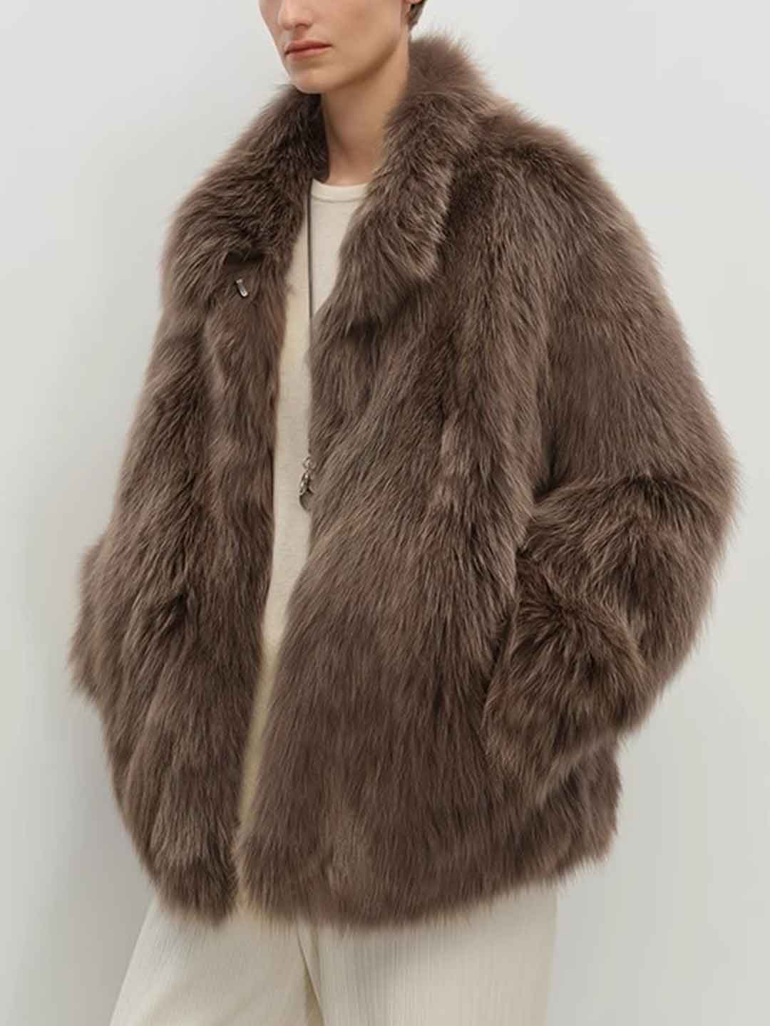 Kayla Classic Stand Collar Eco-Friendly Gradient Fur Outerwear