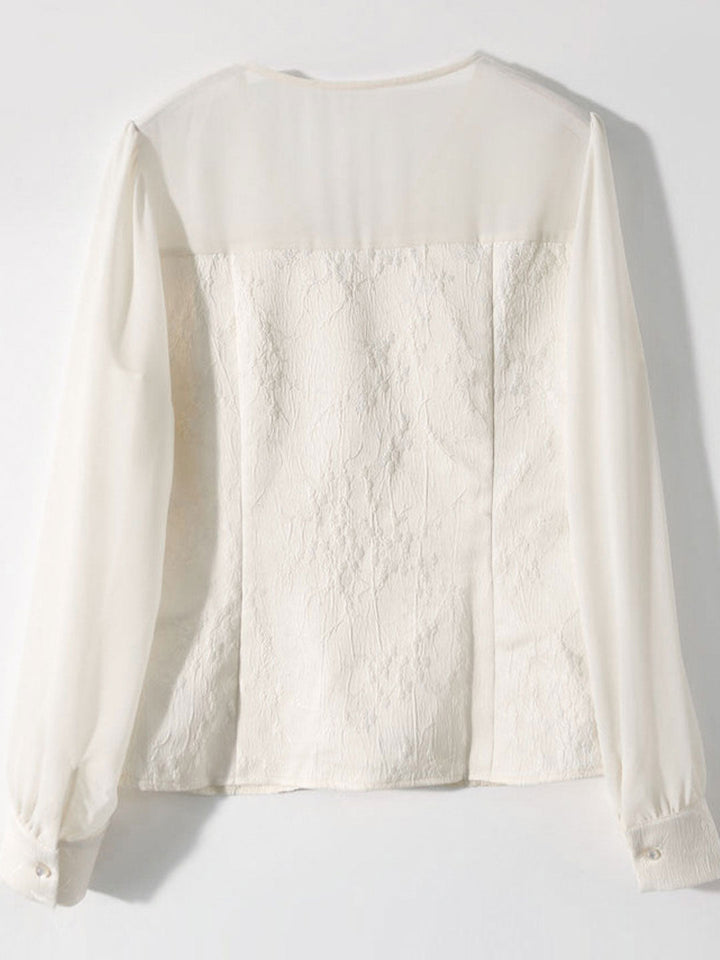 Sophie Chic V-Neck Mesh Embroidered Top