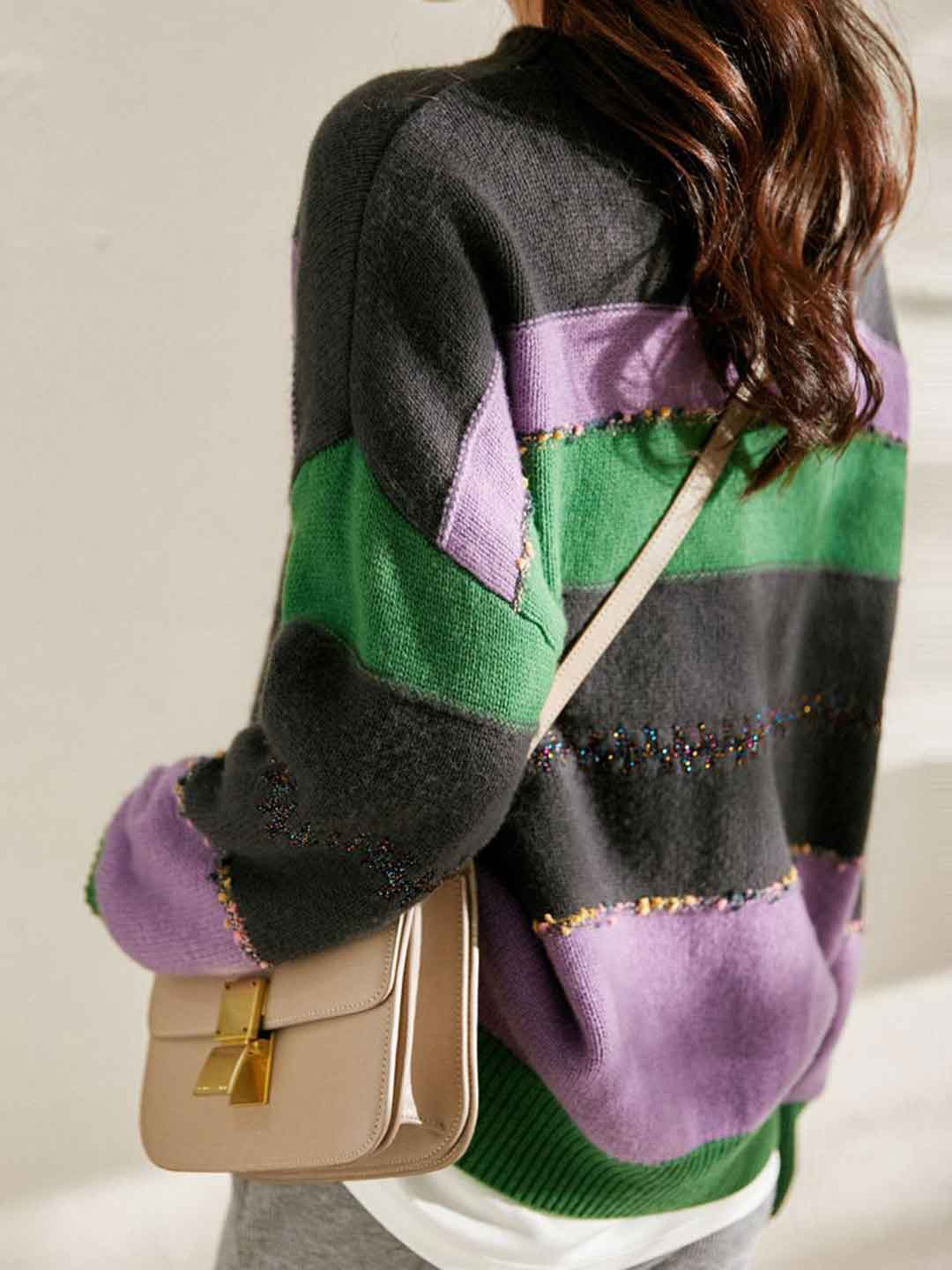 Kimberly Loose Crew Neck Striped Knitted Sweater