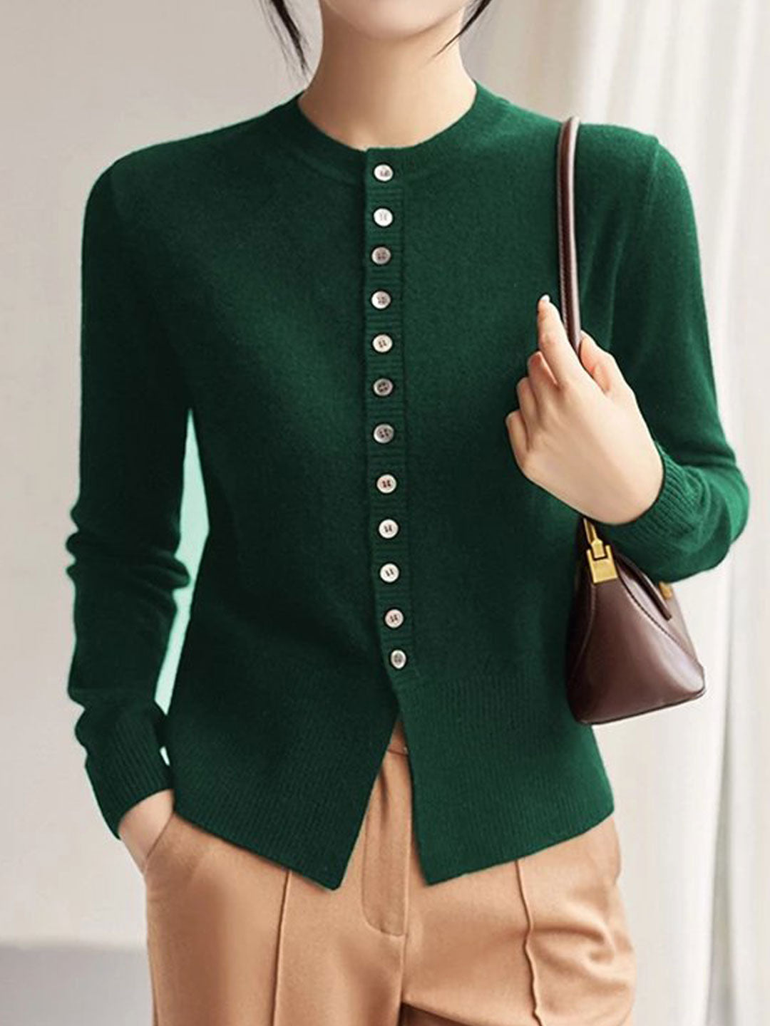 Lauren Vintage Slim Knitted Cardigan-Camel