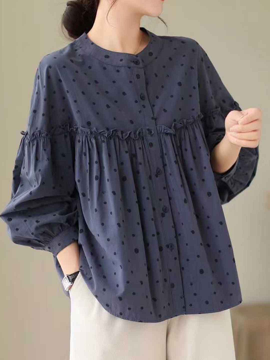 Sofia Loose Crew Neck Printed Shirt