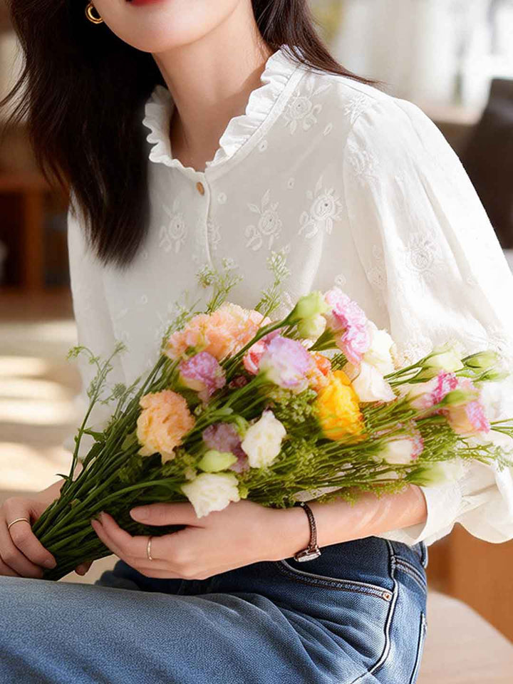 Natalie Vintage Auricular Embroidered Shirt