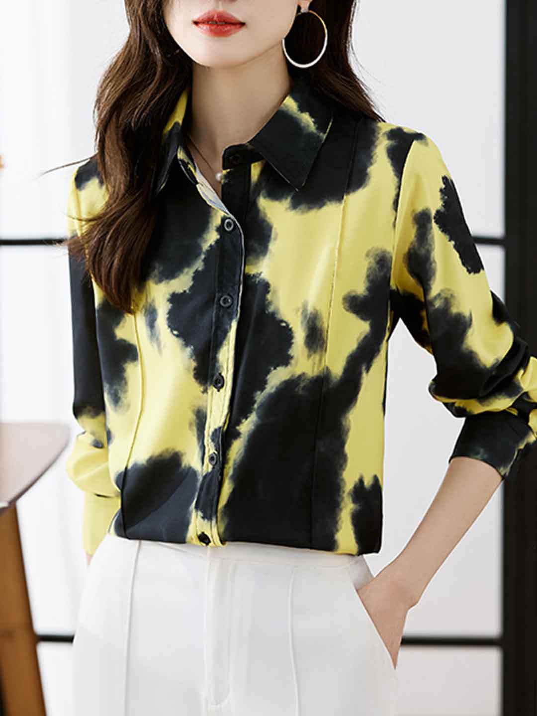 Abigail Daily Lapel Chiffon Shirt