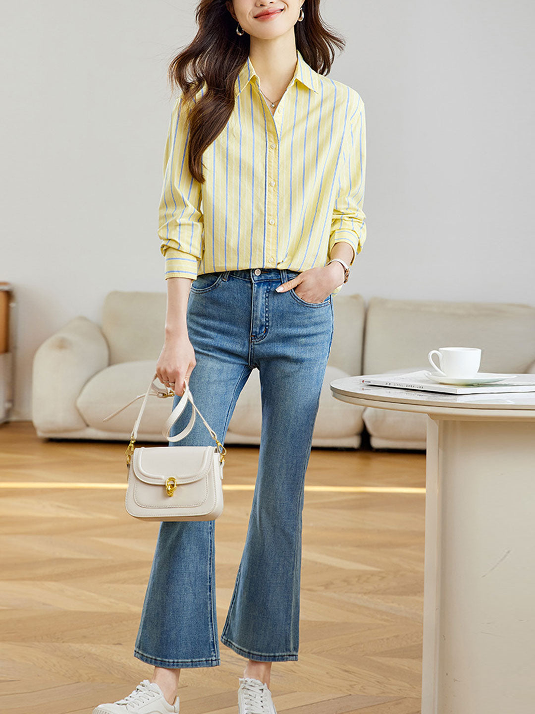 Rachel Classic Loose Contrasted Striped Shirt