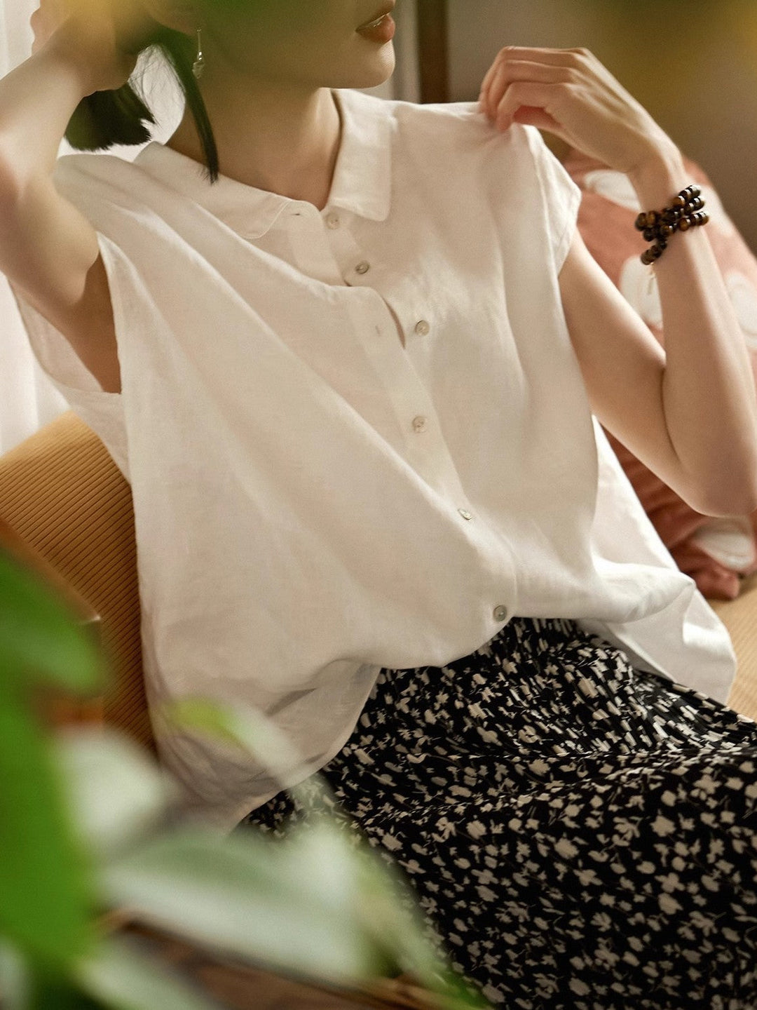 Claire Casual Doll Collar Solid Color Top