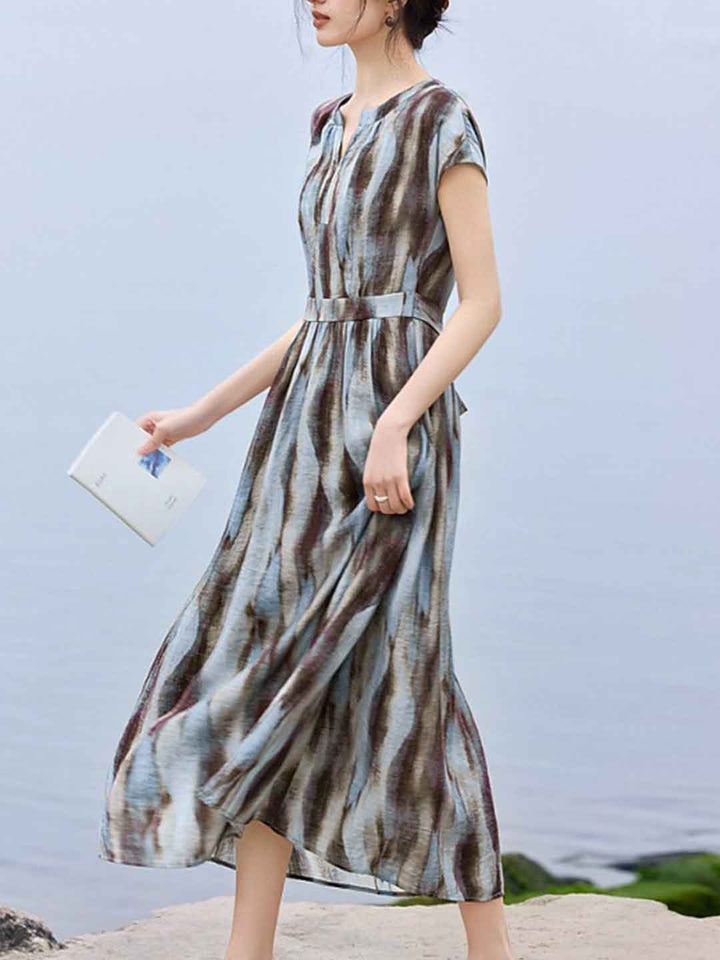 Camila Elegant V-Neck Printed Dress