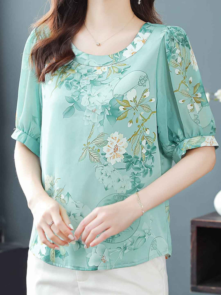 Taylor Loose Crew Neck Floral Printed Top