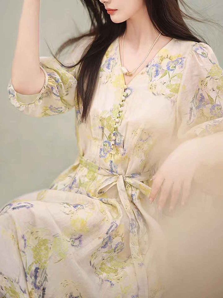 Hailey Elegant V-Neck Printed Dress