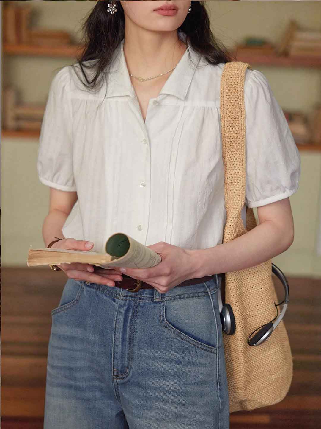 Riley Vintage Laple Puff Sleeve Blouse