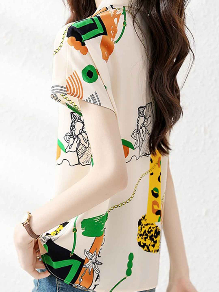 Hailey Lapel Printed Patchwork Shirt