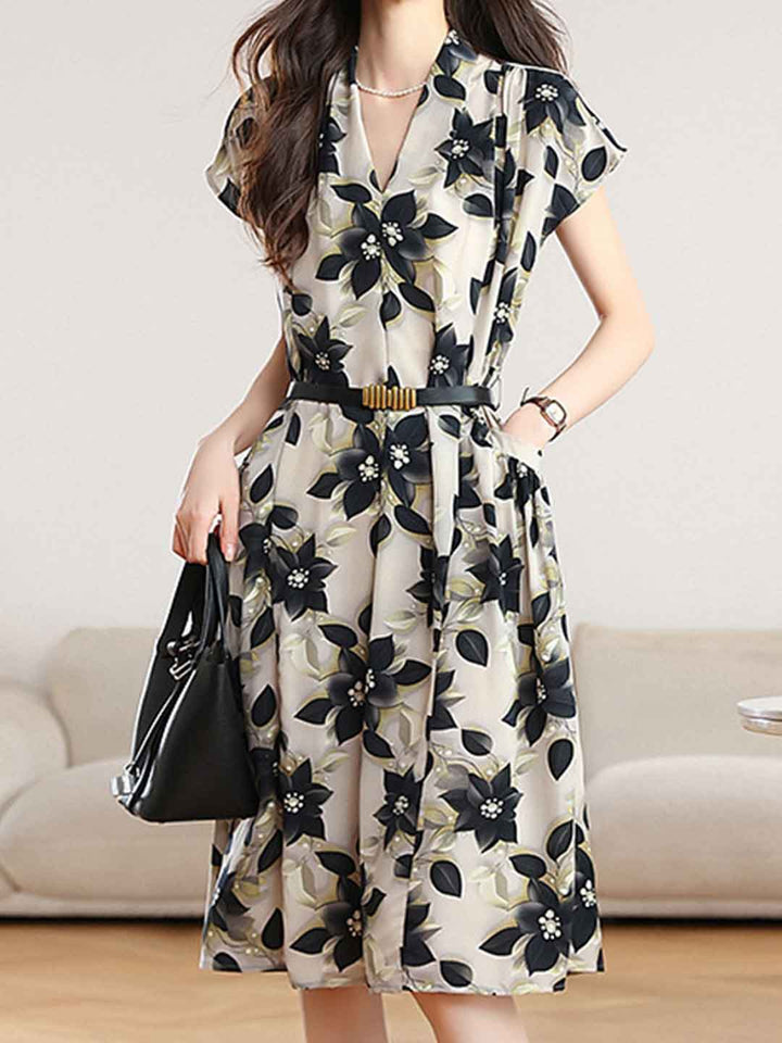 Ava Loose V-neck Chiffon A-line Dress