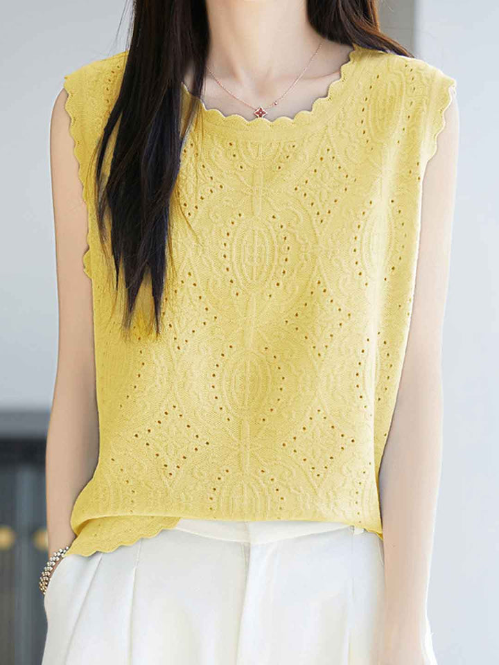 Molly Loose Crew Neck Solid Color Knitted Vest