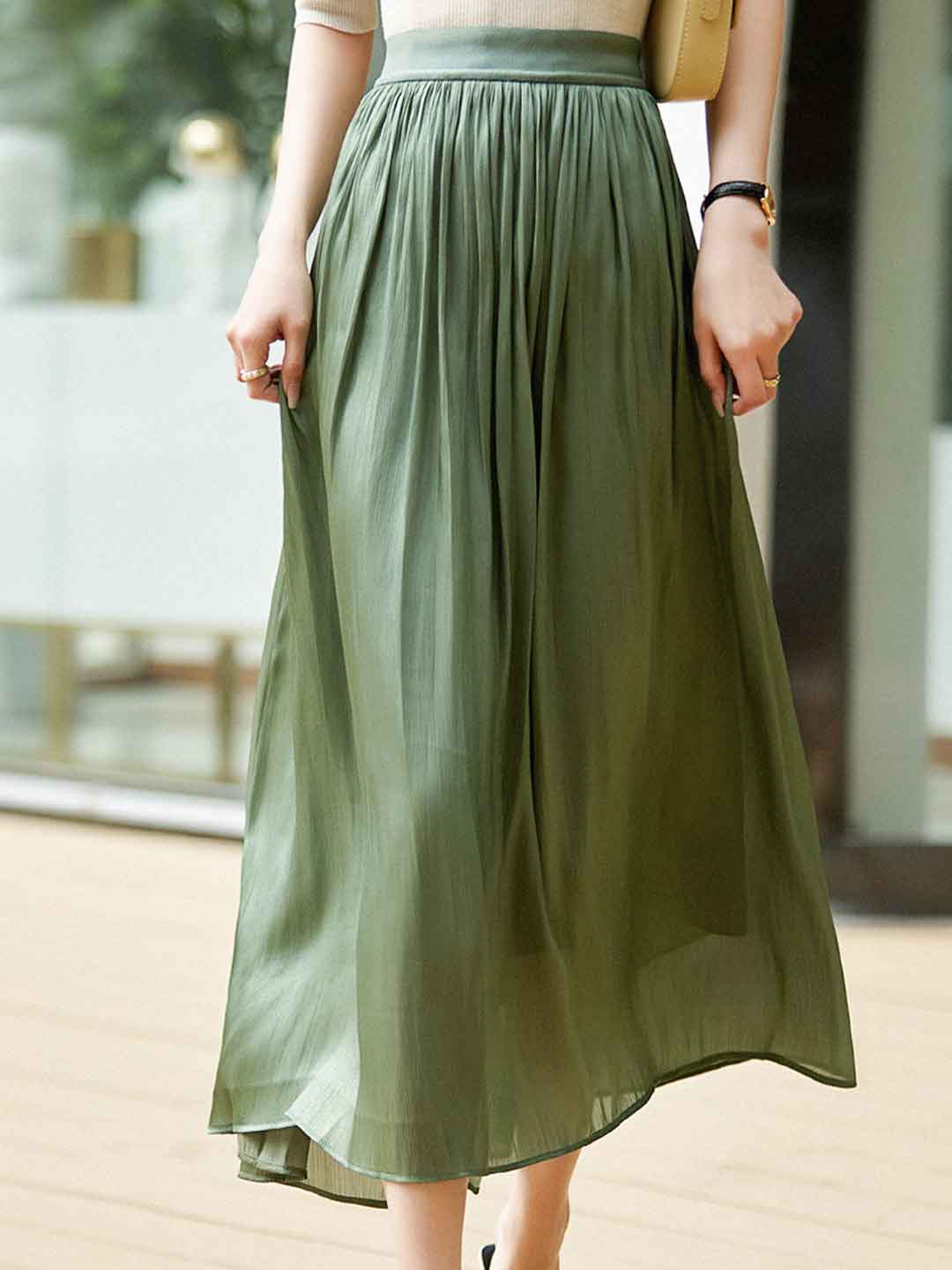Sarah Daily Solid Color Textured Pleated Skirt