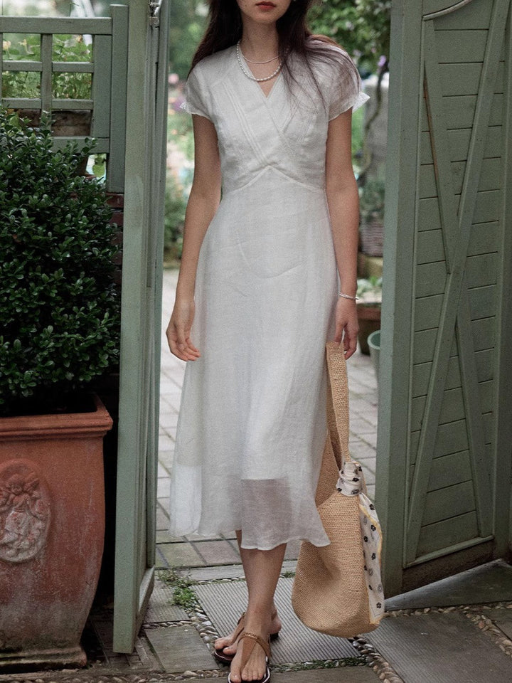 Mia Elegant V-Neck Waisted Dress