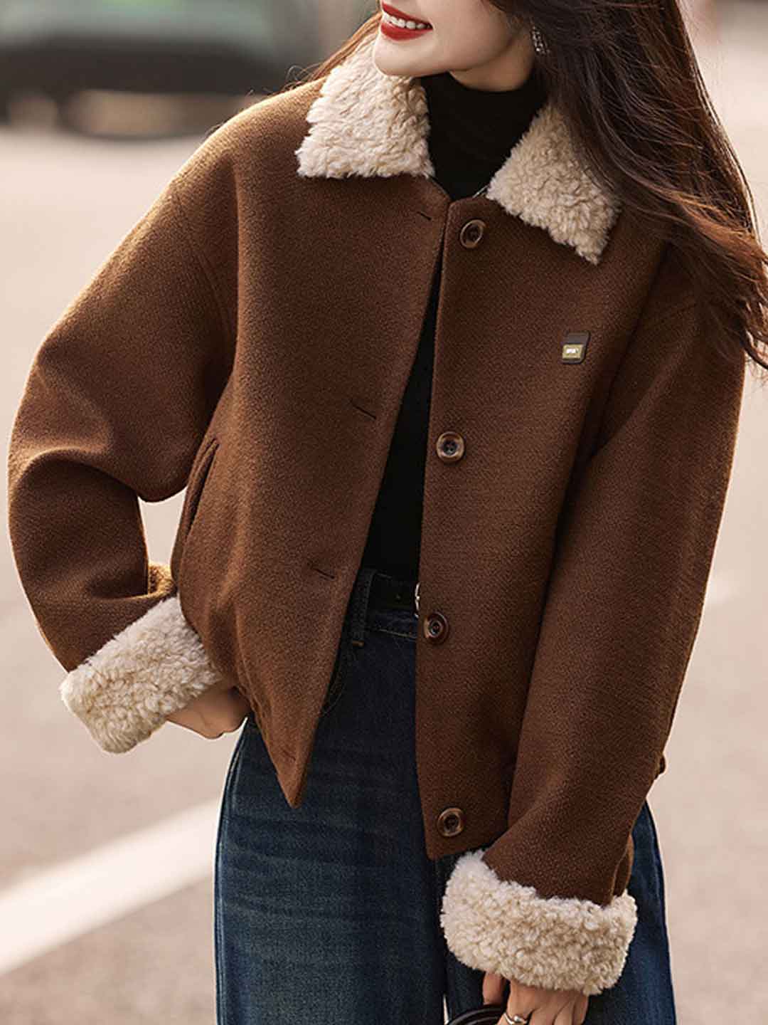 Taylor Classic Lapel Patchworked Winter Coat