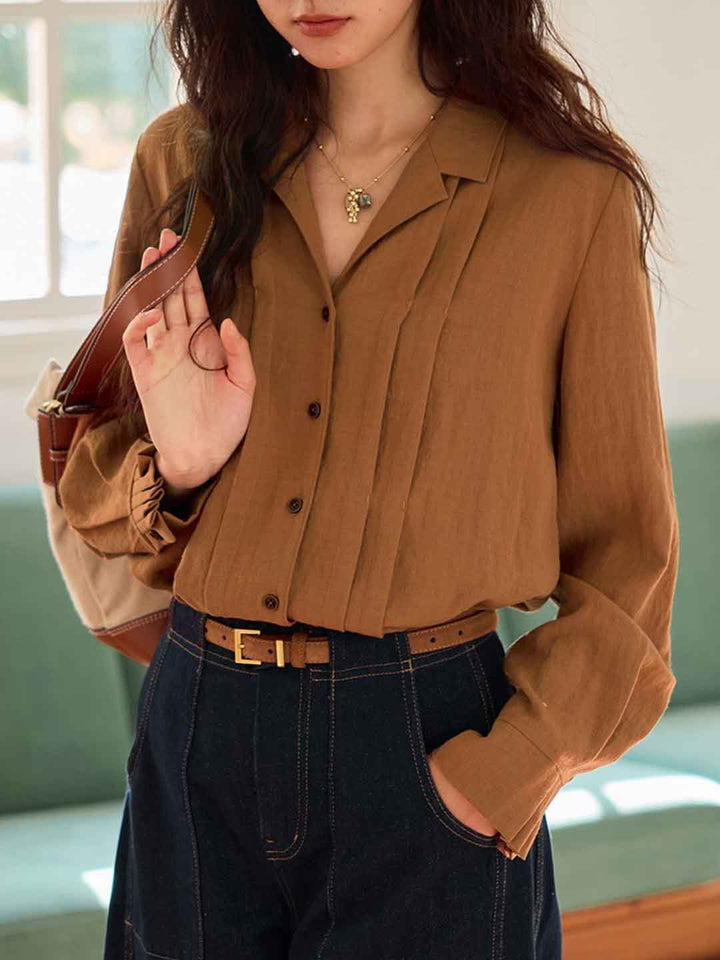 Mia Vintage Lapel Patchwork Shirt