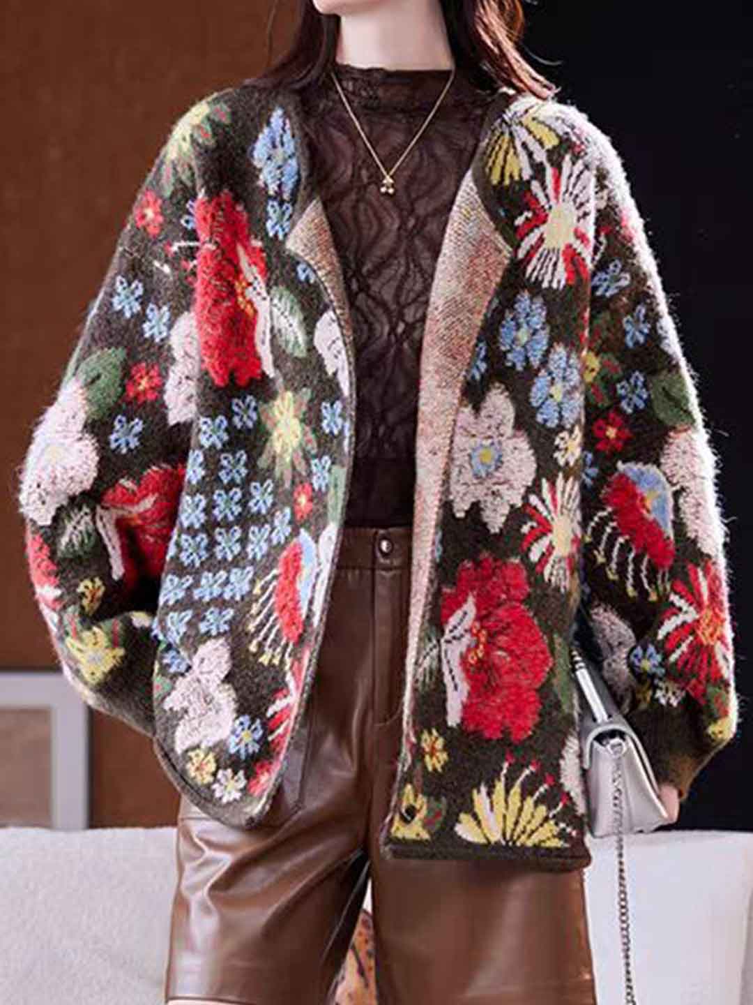 Emma Loose Crew Neck Knitted Cardigan