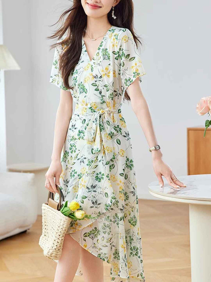 Camil Vacation V-Neck Floral Chiffon Dress