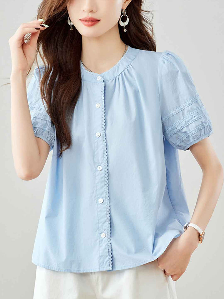 Camila Chic Crew Neck Puff Sleeve Shirt