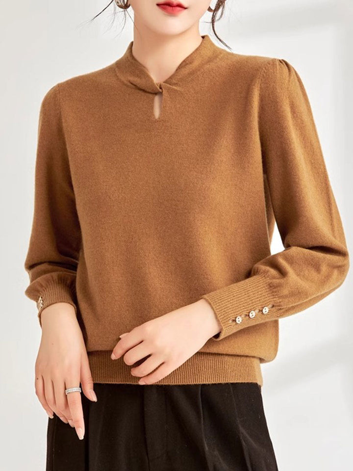 Brooke Casual Crew Neck Solid Color Knitted Top-Purple