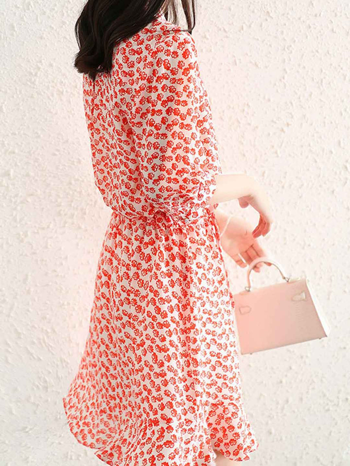 Emma Classic Stand Collar Floral Printed Dress