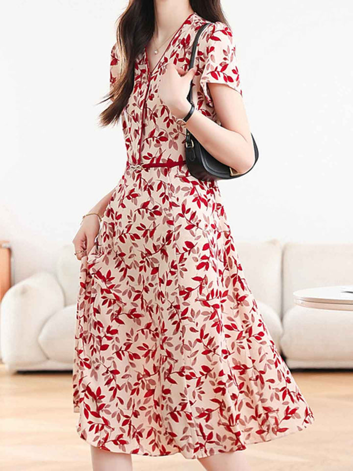 Abigail Daily V-Neck Printed Chiffon Dress