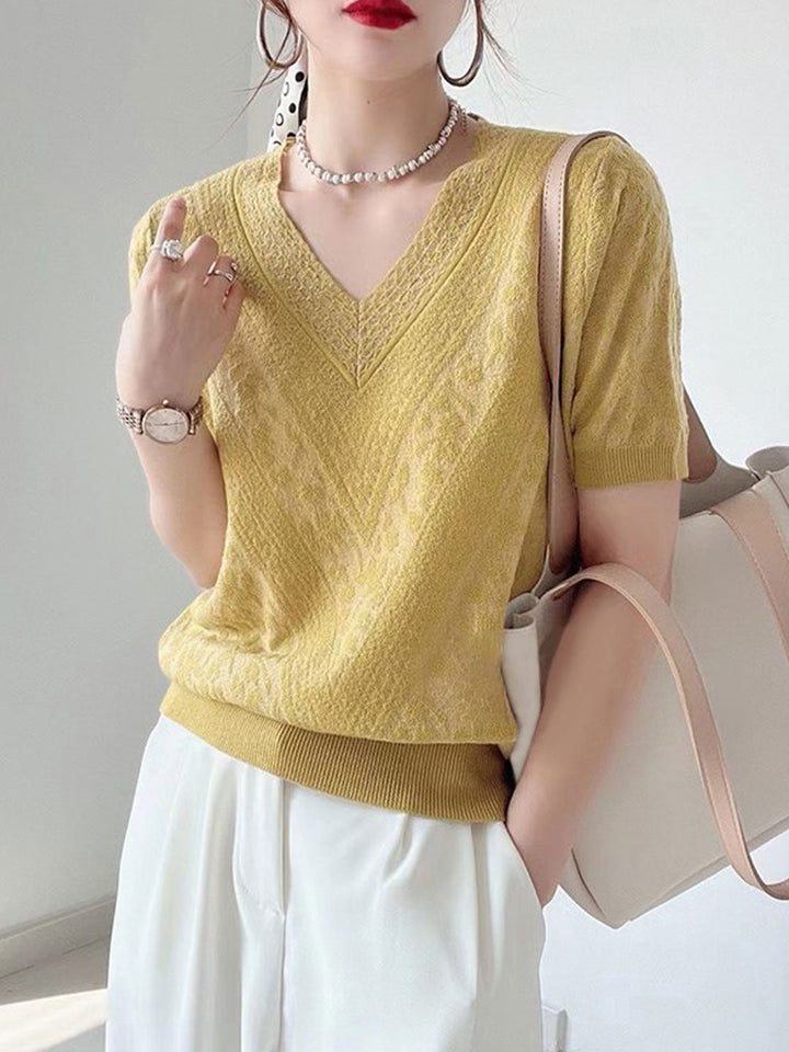Mia Classic V-neck Knitted Sweater