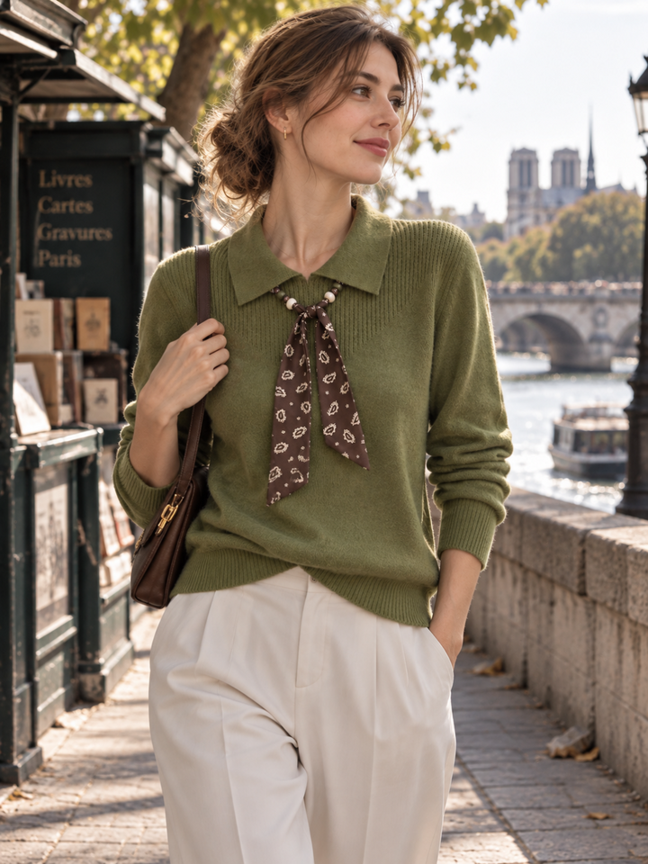New Stylish Collared Knit Top