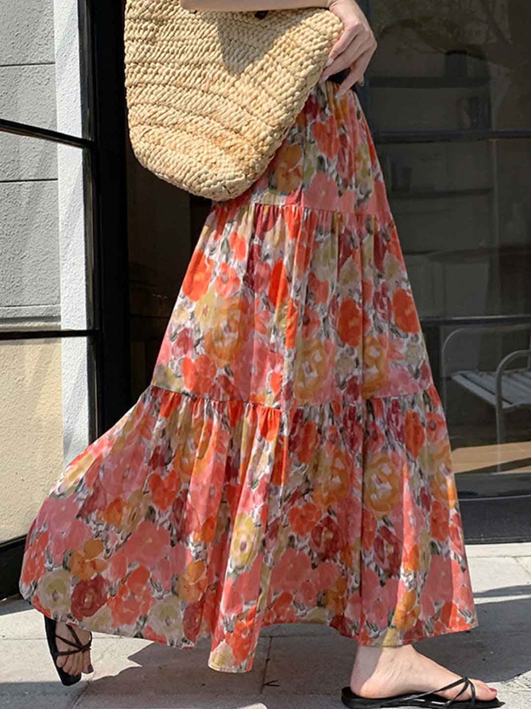 Lily Retro Painting Printed A-line Skirt