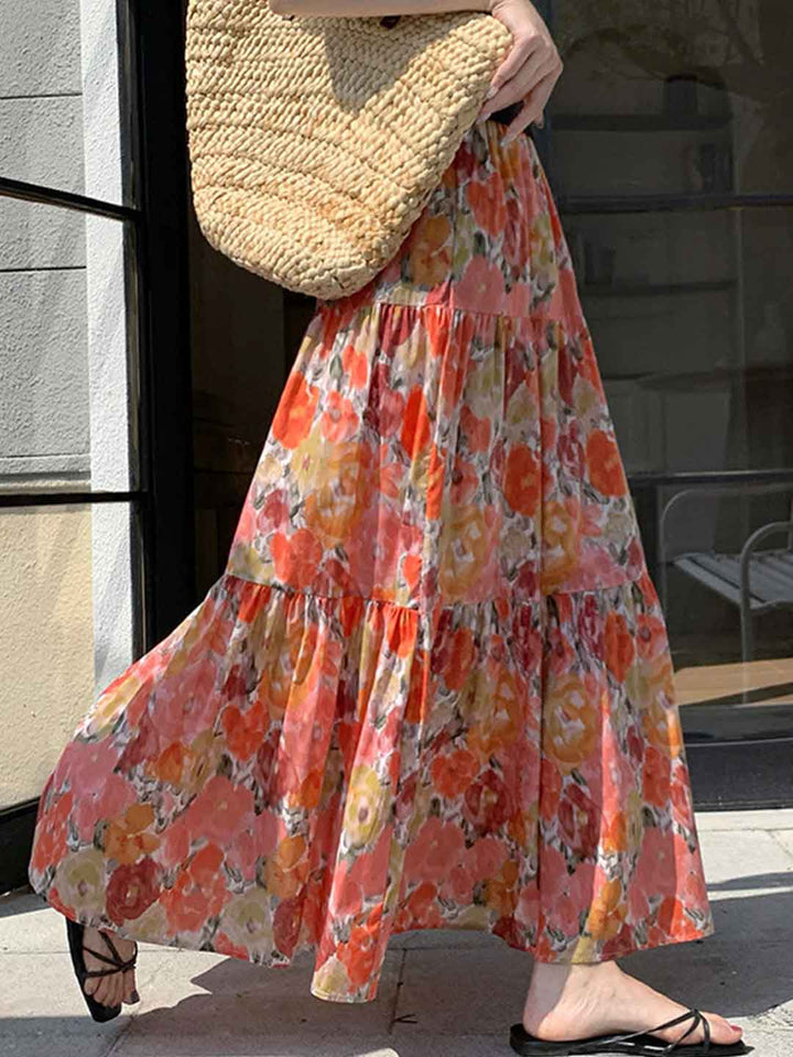 Lily Retro Painting Printed A-line Skirt