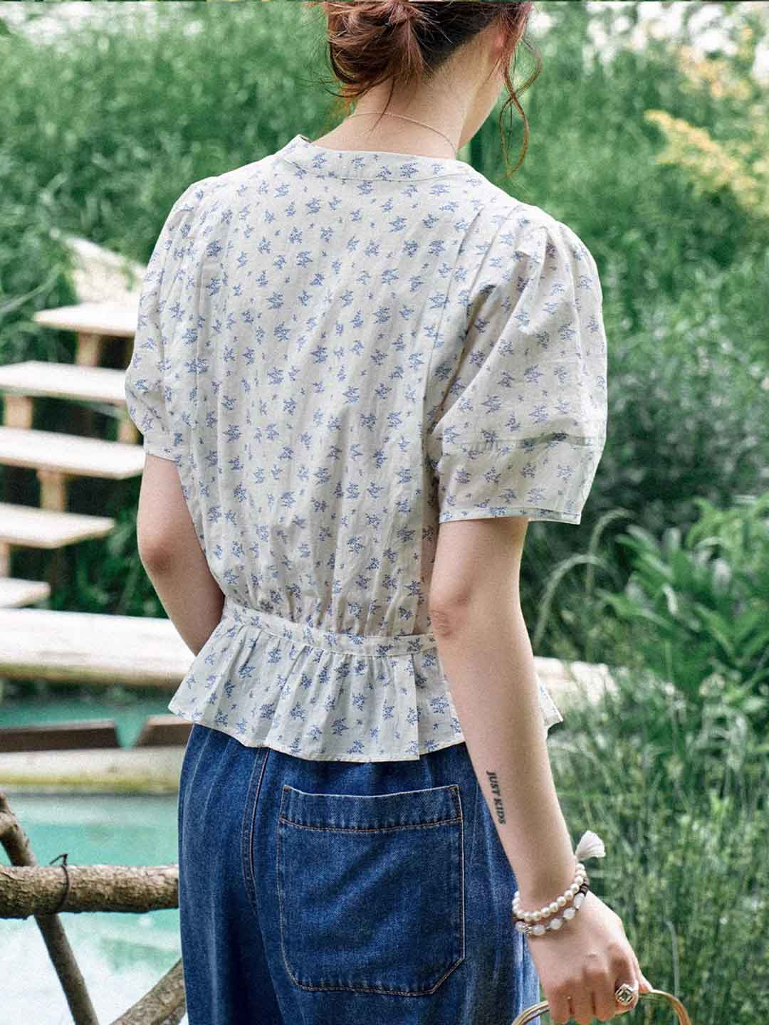 Mia Classic Crew Neck Floral Printed Top
