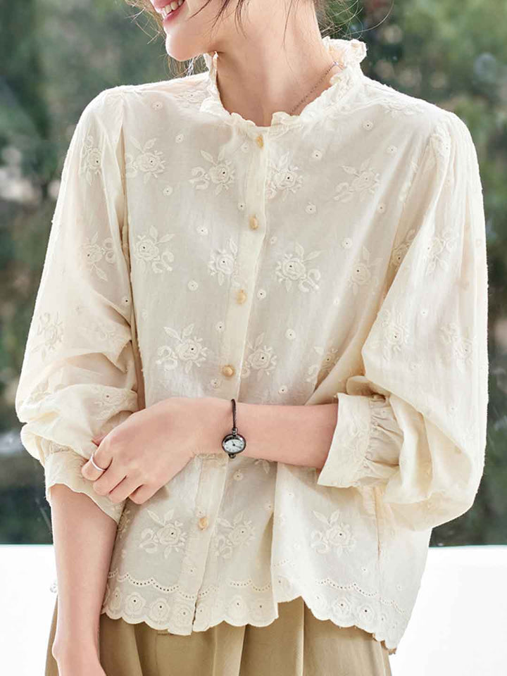 Natalie Vintage Auricular Embroidered Shirt