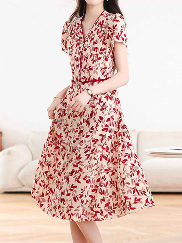 Abigail Daily V-Neck Printed Chiffon Dress