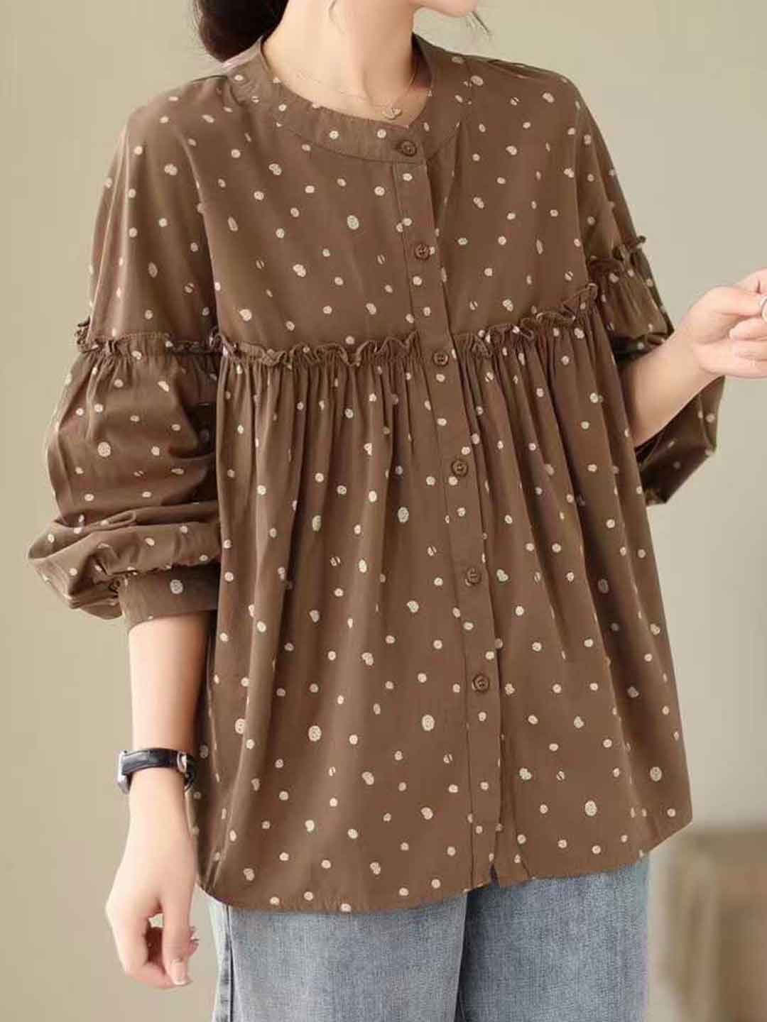 Sofia Loose Crew Neck Printed Shirt